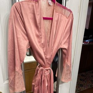 Victoria’s Secret dusty rose satin and lace robe